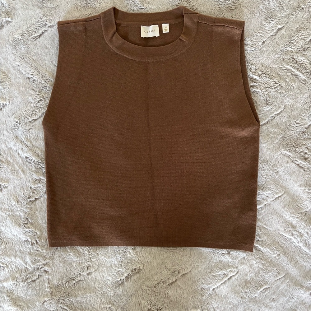 Cyrus Chocolate Sleeveless Knit Tank Vest Top